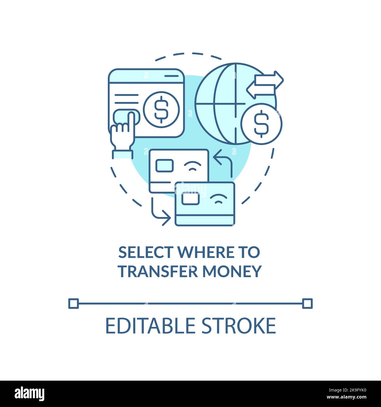 Select where to transfer money turquoise concept icon Stock Vector ...