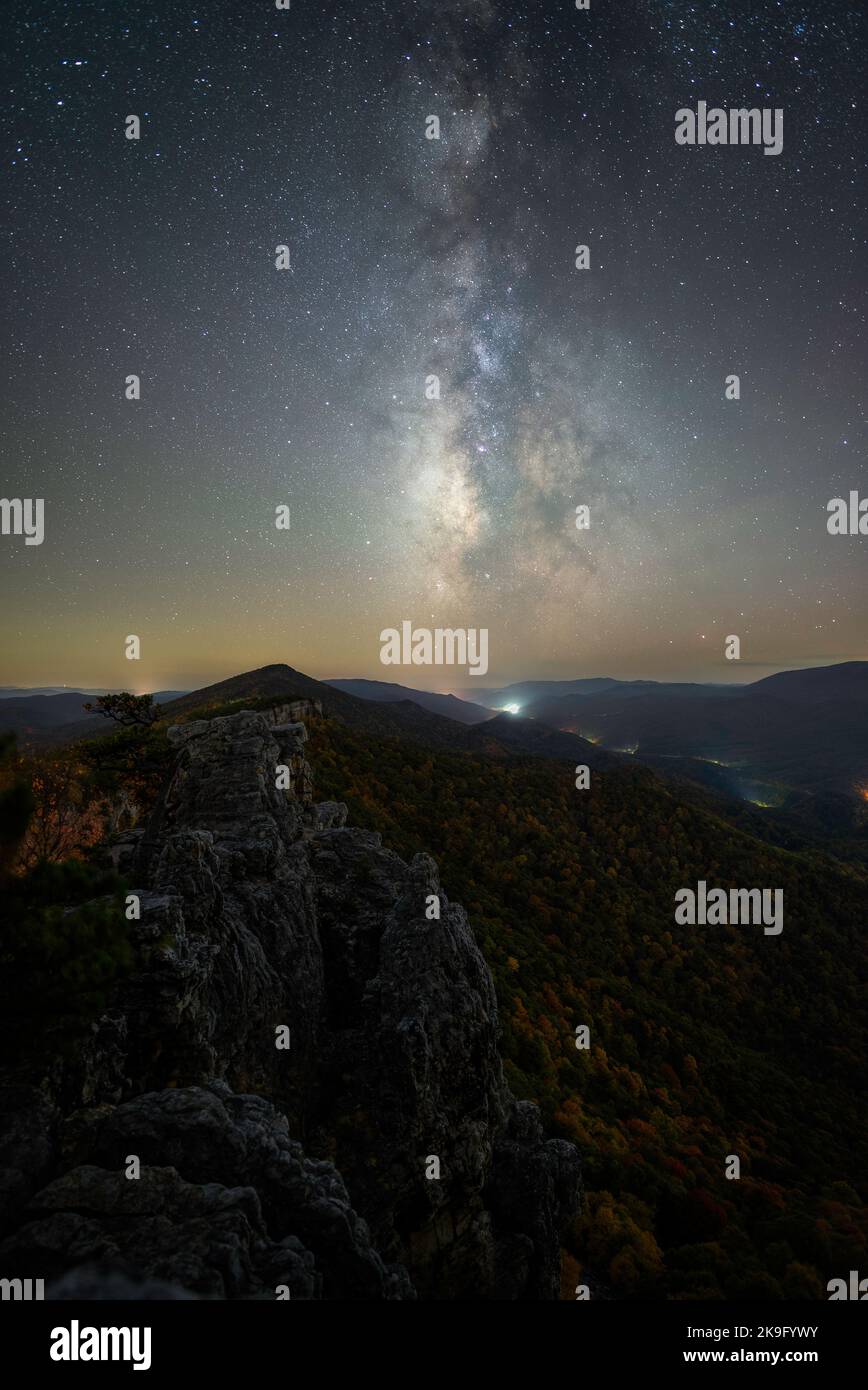 The Milky Way stands tall over the North Fork Valley from the summit of