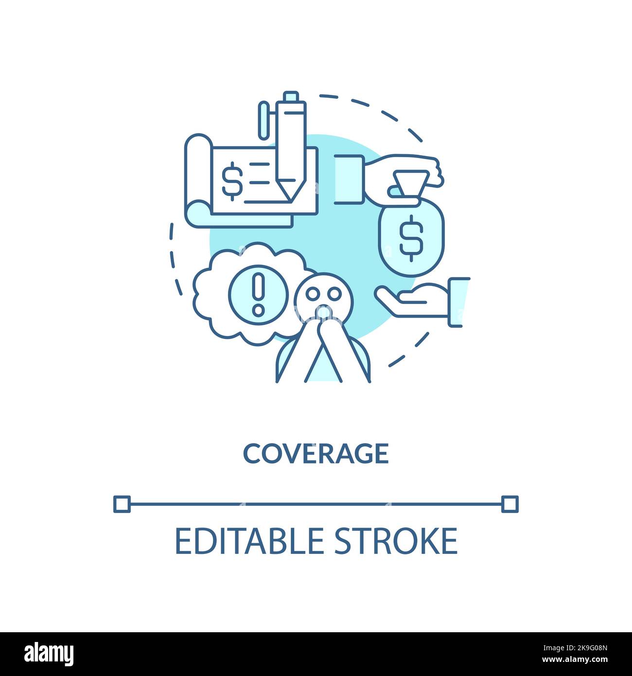 Insurance coverage turquoise concept icon Stock Vector