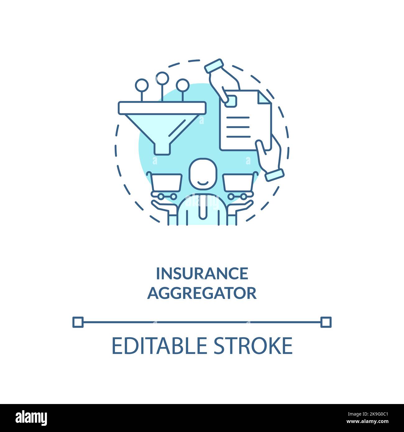 Insurance aggregator turquoise concept icon Stock Vector