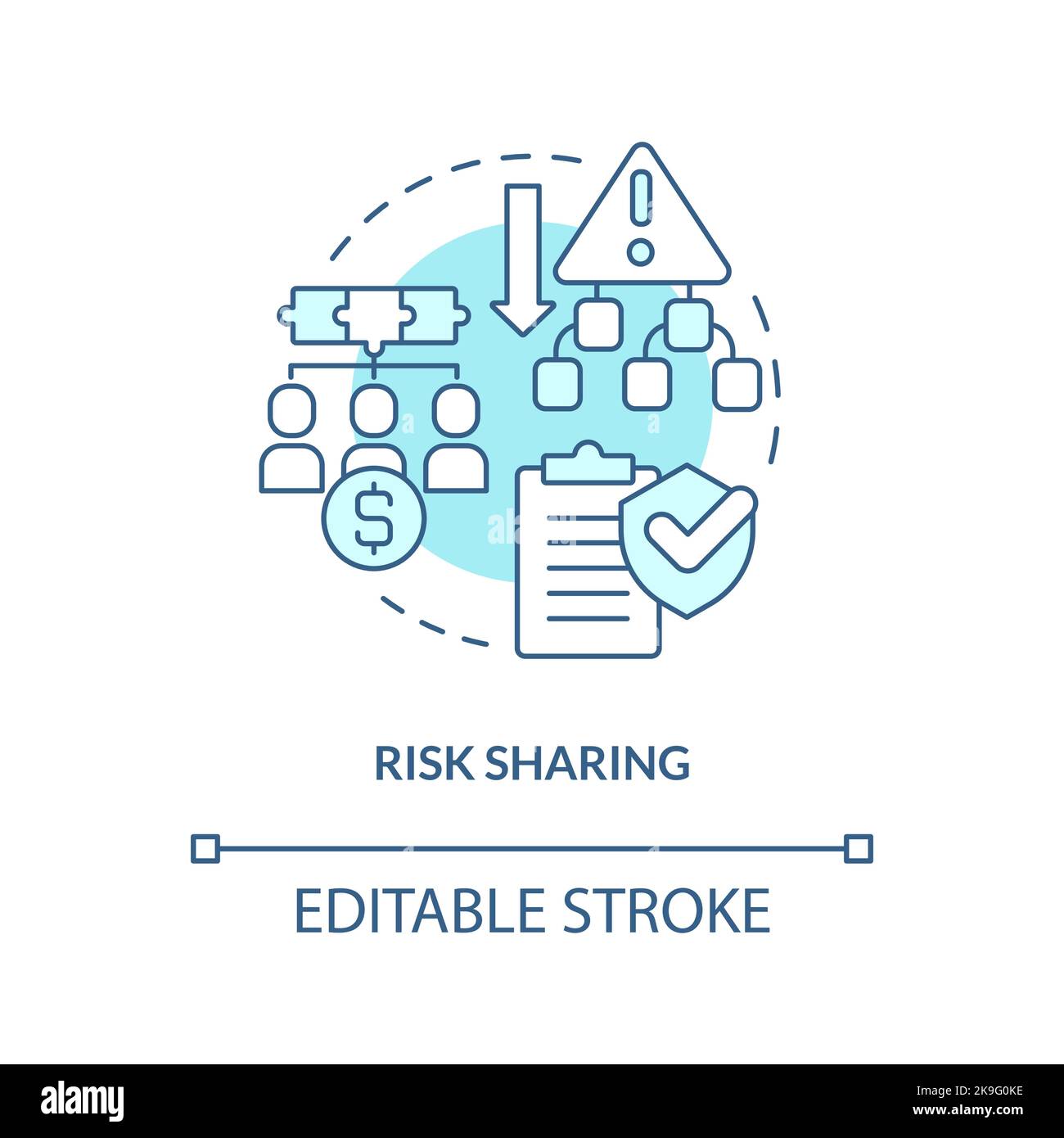 Collective risk sharing turquoise concept icon Stock Vector