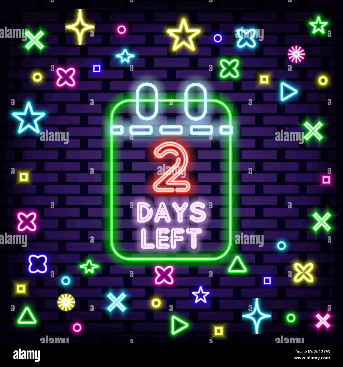 2 Days Left Neon quote. Neon script. Announcement neon signboard Stock ...
