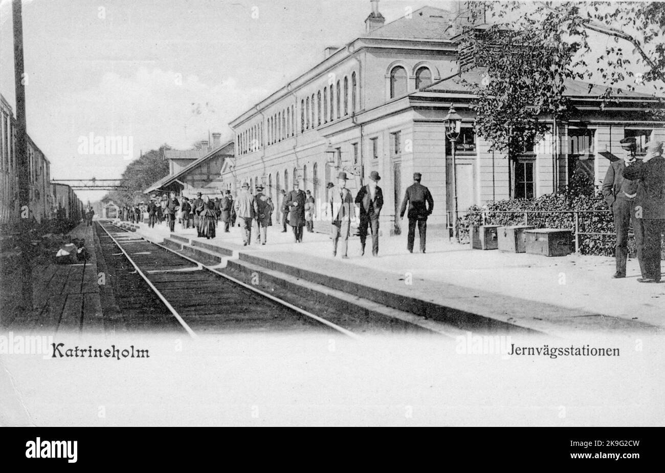 Railway station in Katrineholm. The western main line at Katrineholm