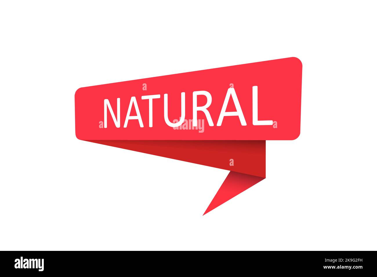 natural. A red banner, pointer, sticker, label or speech bubble for