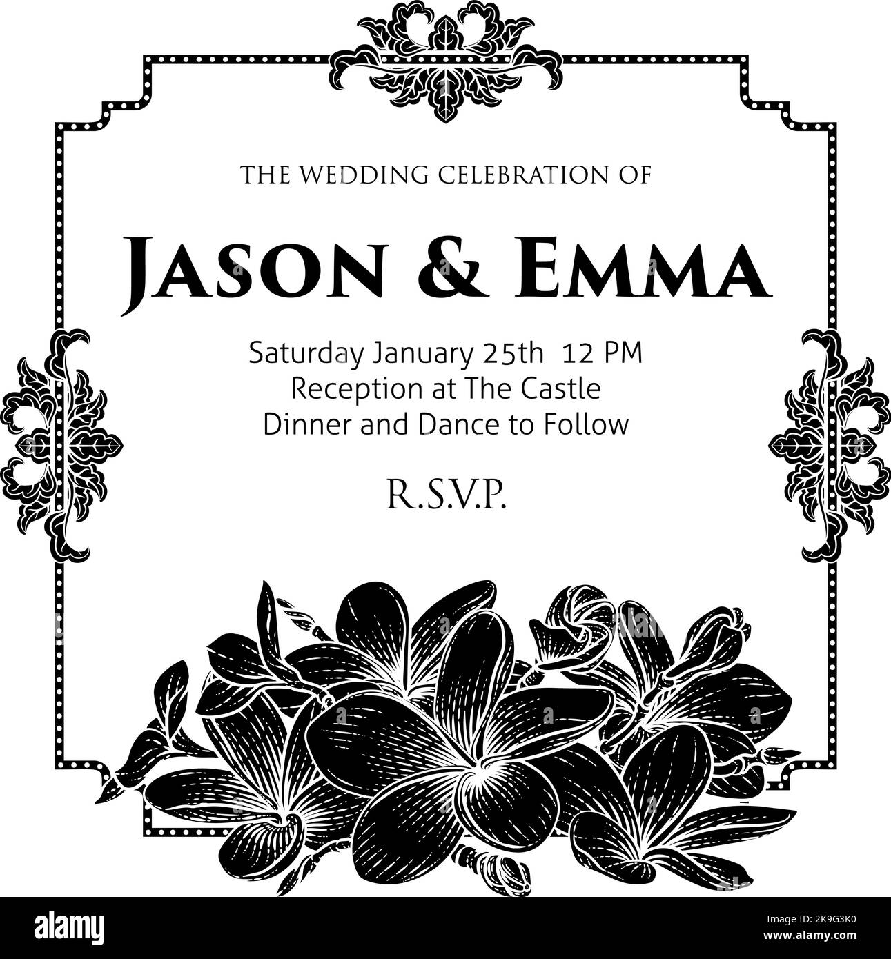 Plumeria Tropical Flower Wedding Invite Background Stock Vector Image