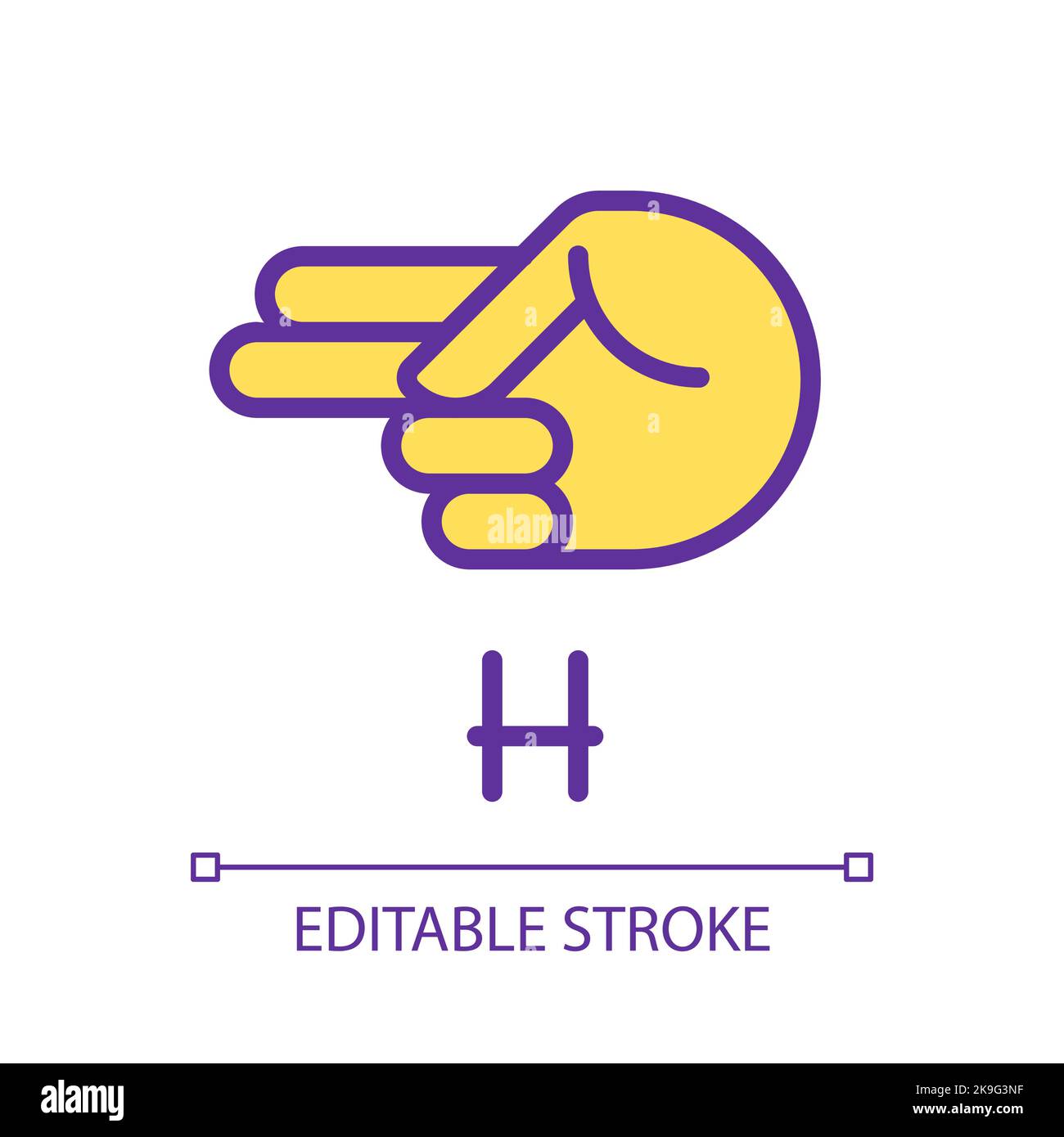 Signing letter H in ASL pixel perfect RGB color icon Stock Vector Image