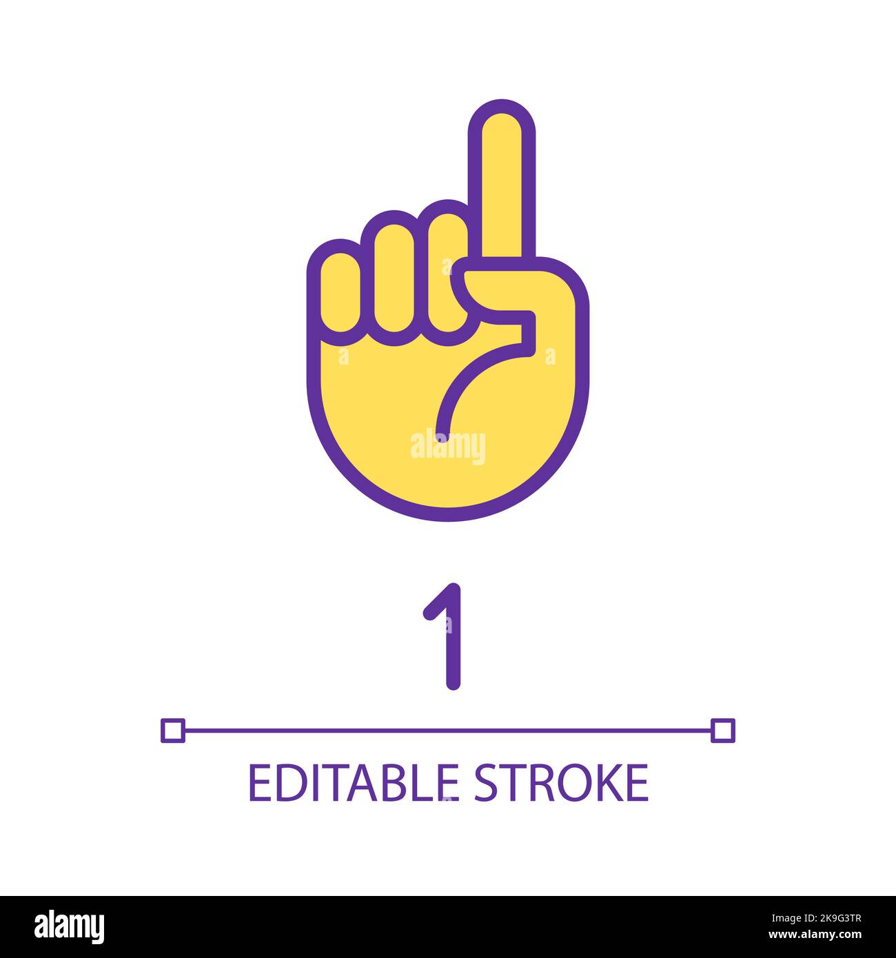 Digit one in ASL pixel perfect RGB color icon Stock Vector Image & Art