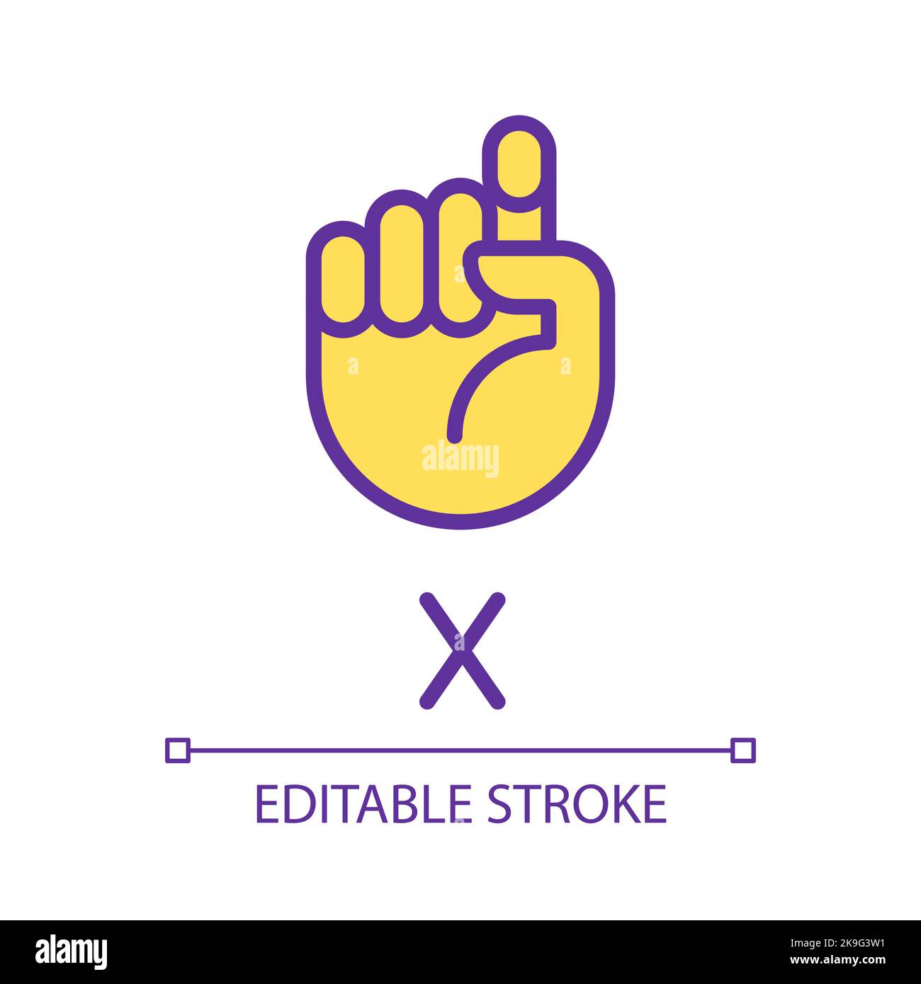 Letter X in ASL pixel perfect RGB color icon Stock Vector