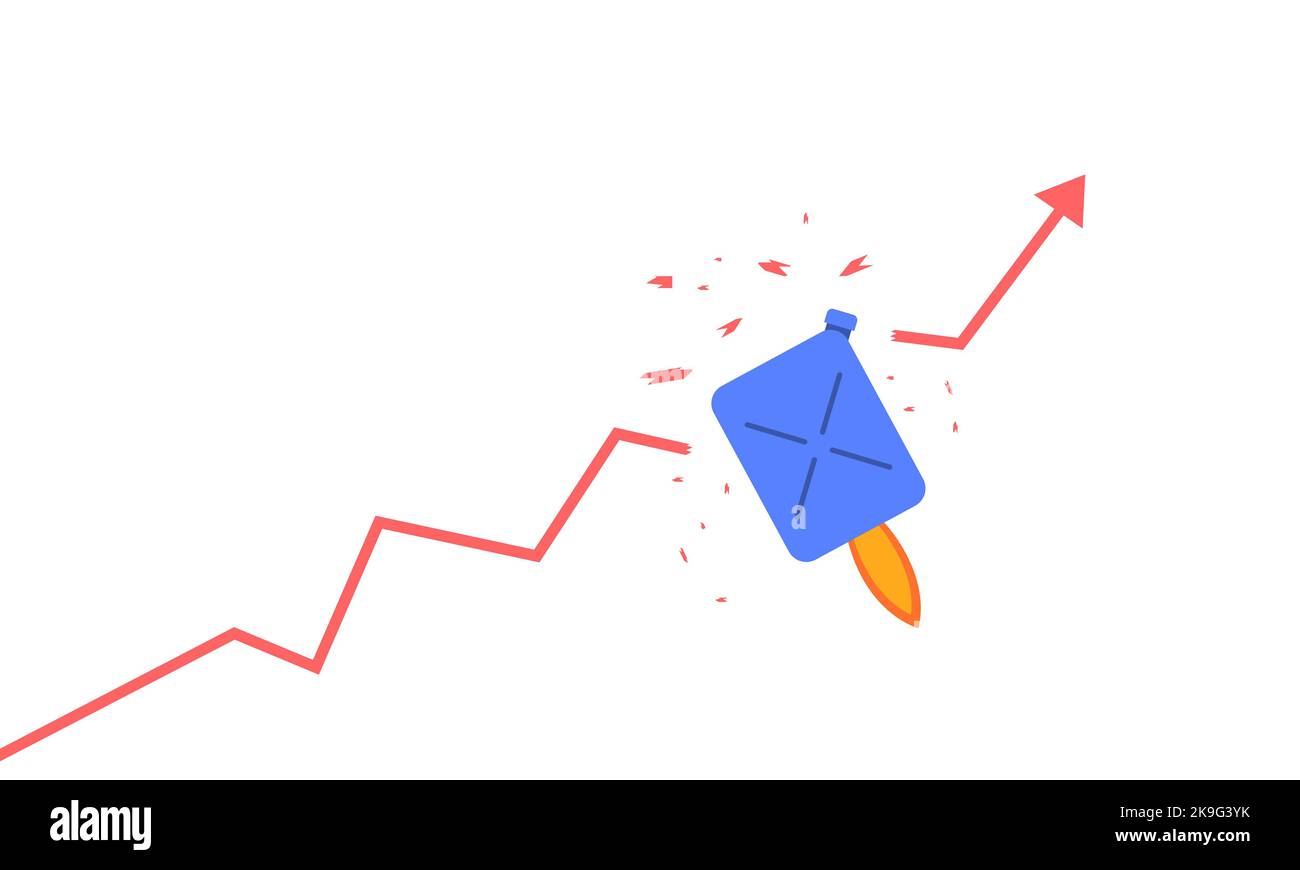 Rise in price of oil market prices. World inflation. Vector stock