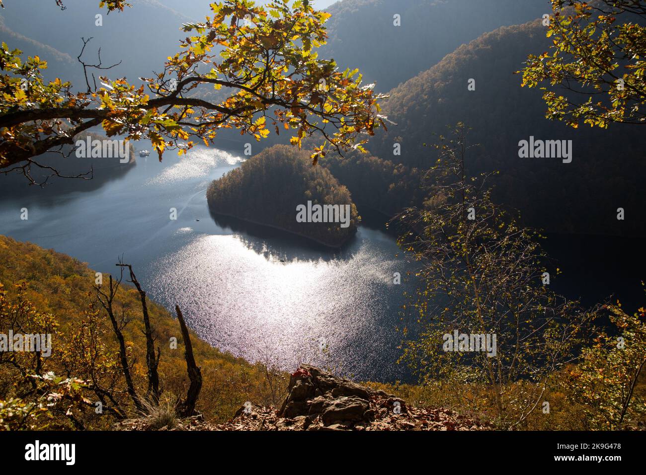 amazing aerial view of lake in autumn Stock Photo - Alamy