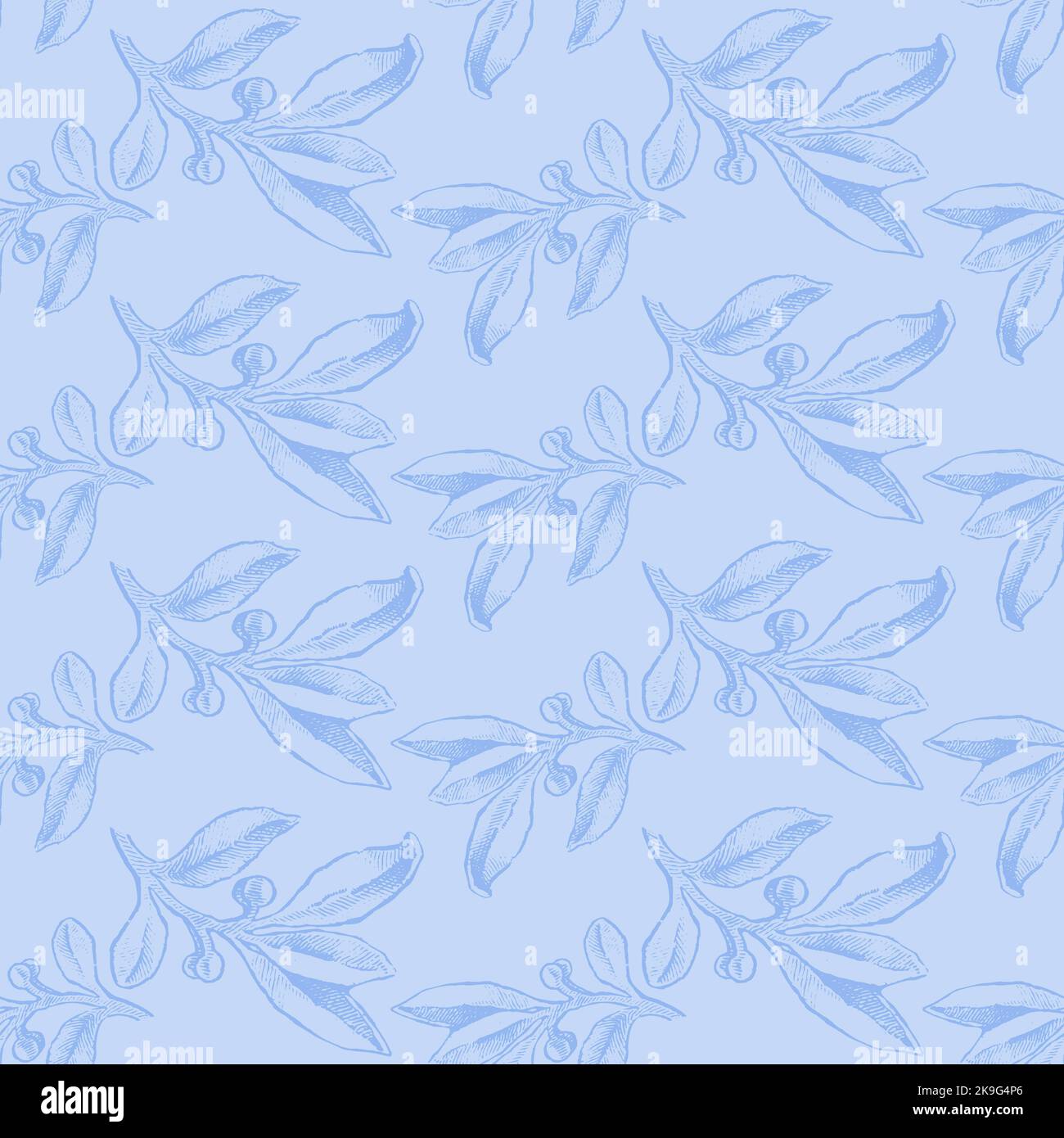 Seamless botanical pattern in trendy blue color. Classic Blue Color of ...
