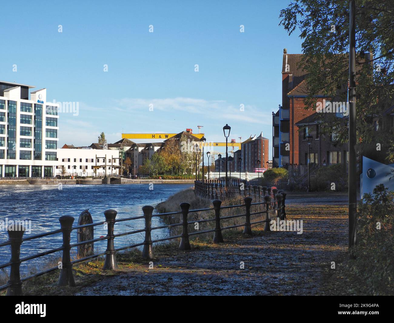 Along the River Lagan in Belfast, Northern Ireland Stock Photo