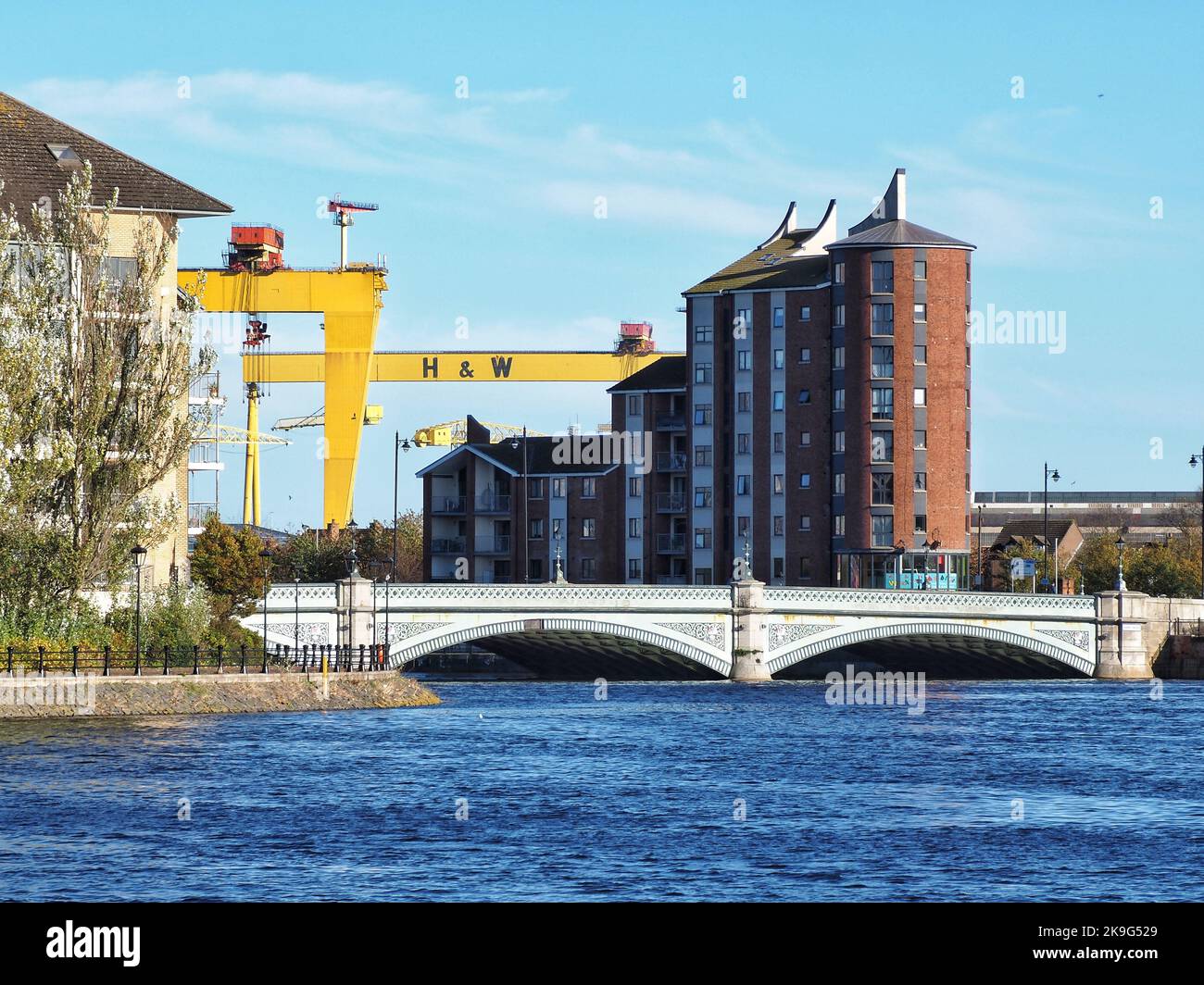 Along the River Lagan in Belfast, Northern Ireland Stock Photo