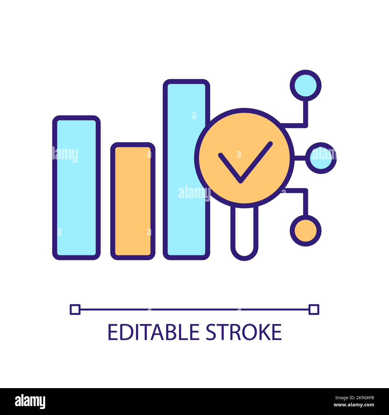 Statistic research RGB color icon Stock Vector