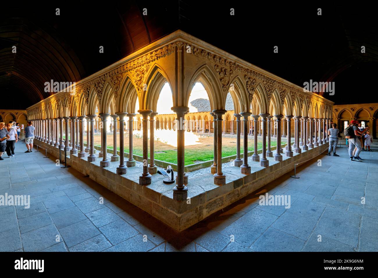Mont Saint Michel Normandy France. The cloister of the abbey Stock Photo