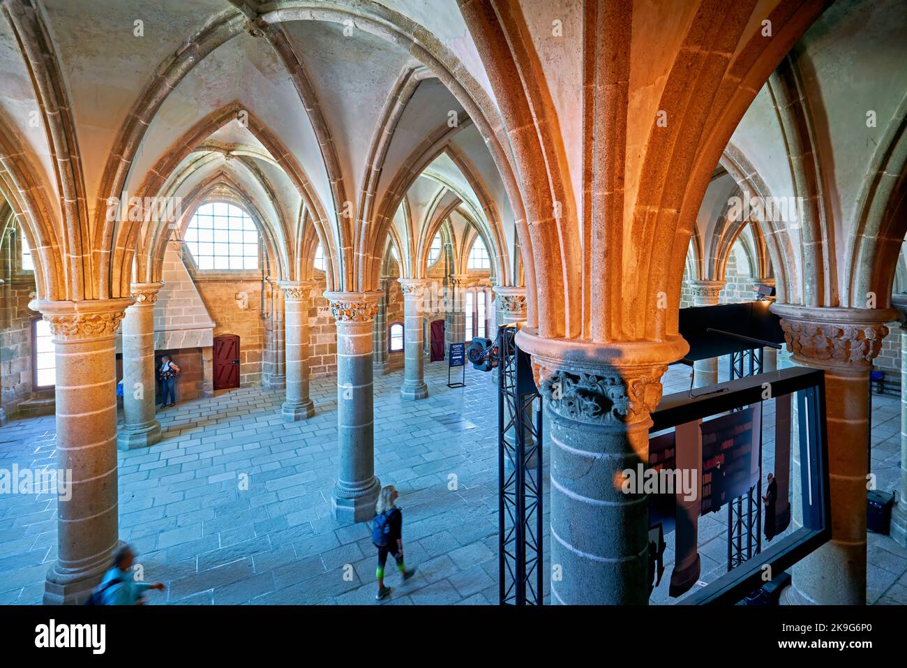 Mont Saint Michel Normandy France. The interior of the abbey Stock Photo