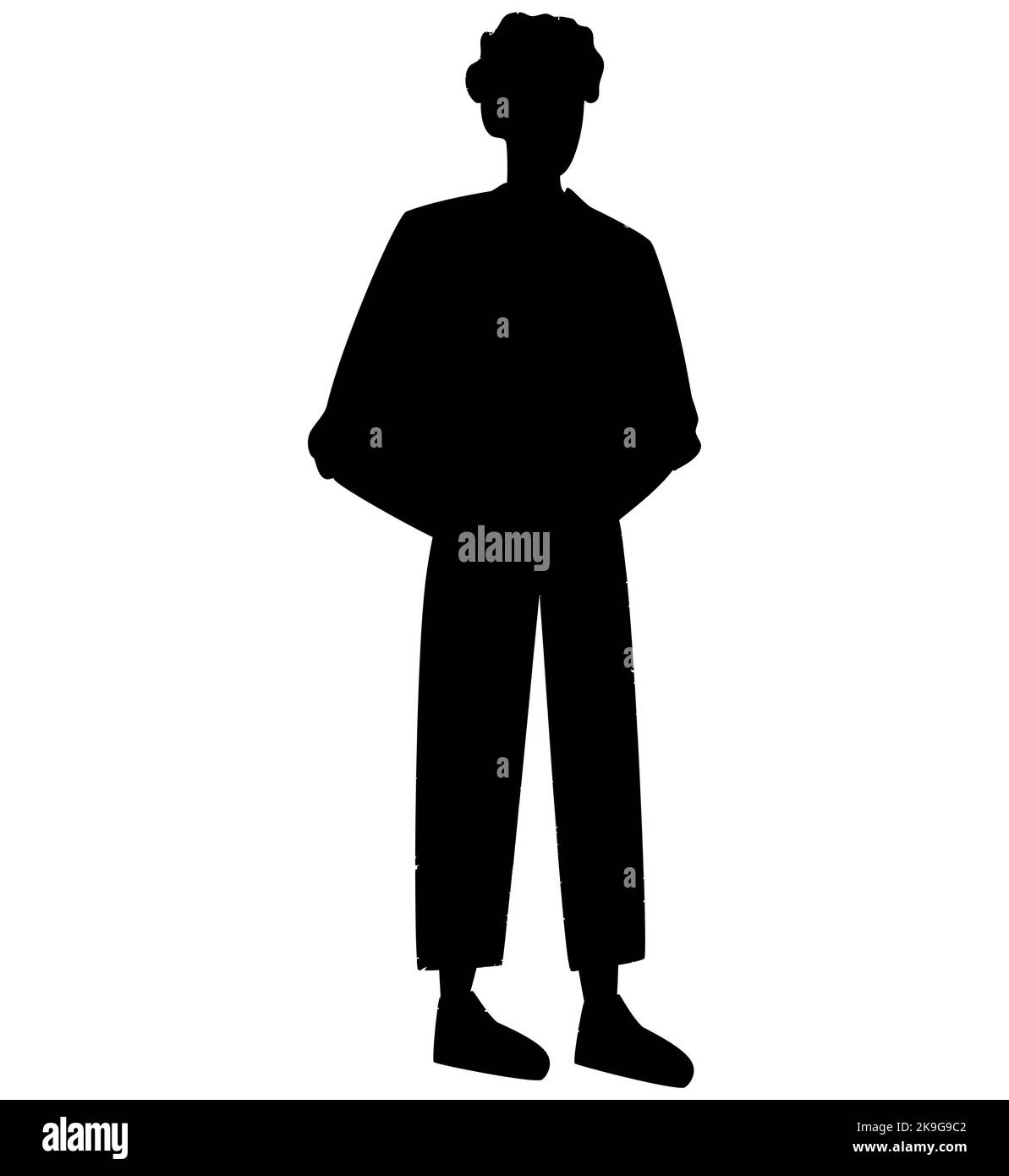Man silhouette standing. Solid black shape of human body. Slim male body,  front view. Modern perfect vector Stock Vector Image & Art - Alamy
