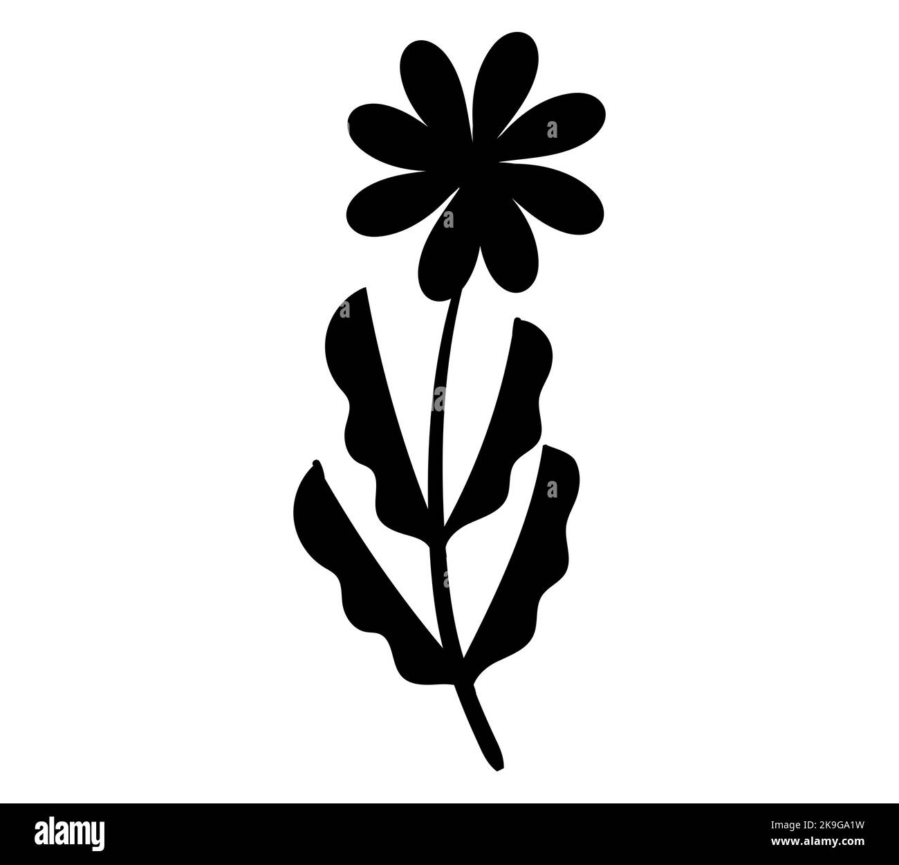 Vector black silhouettes of flowers isolated on a white background. Stock Vector