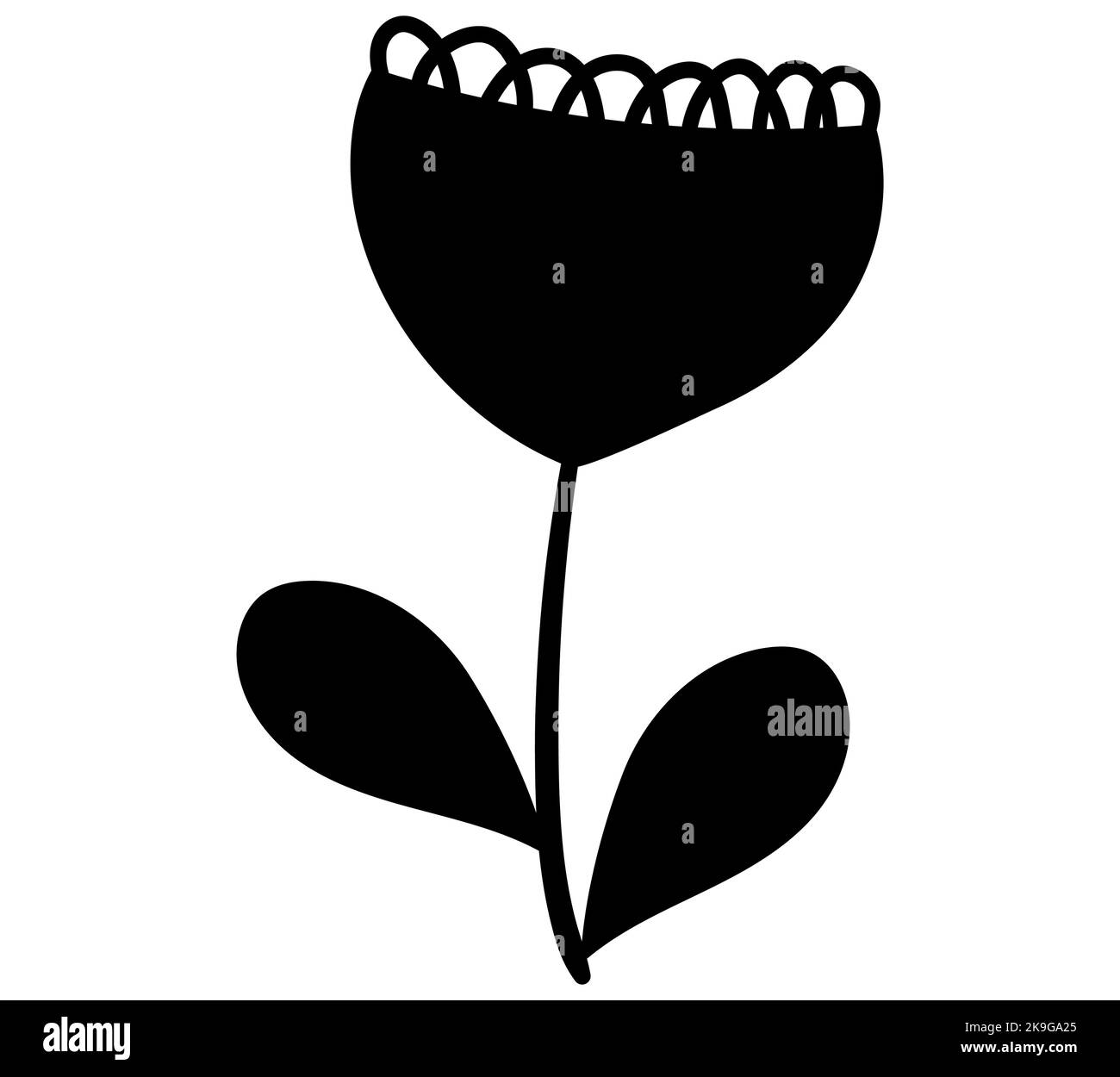 Spring flower hand vector. Black flower silhouettes. Stock Vector