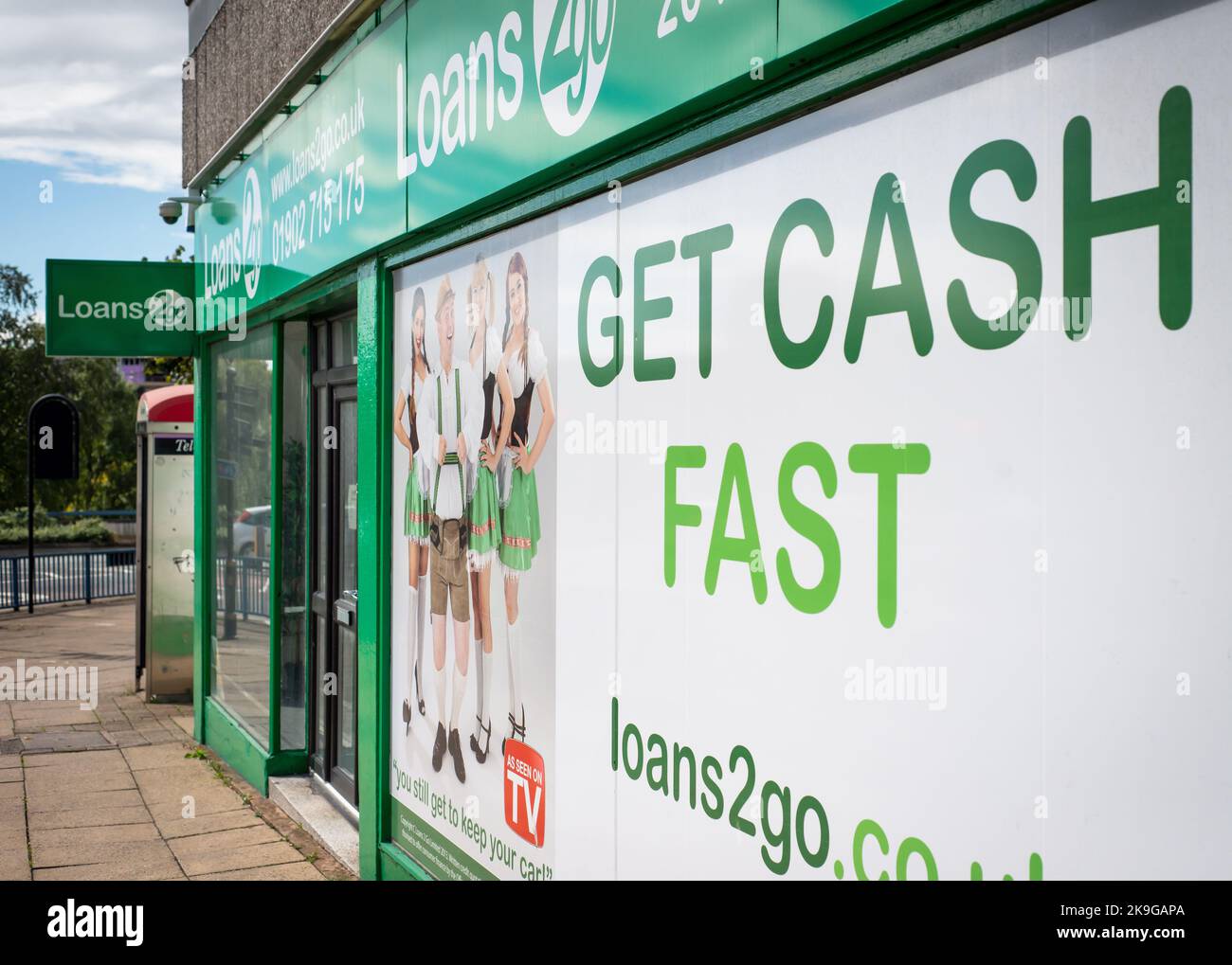 Frontage of loans provider loans2go  in central Wolverhampton Stock Photo