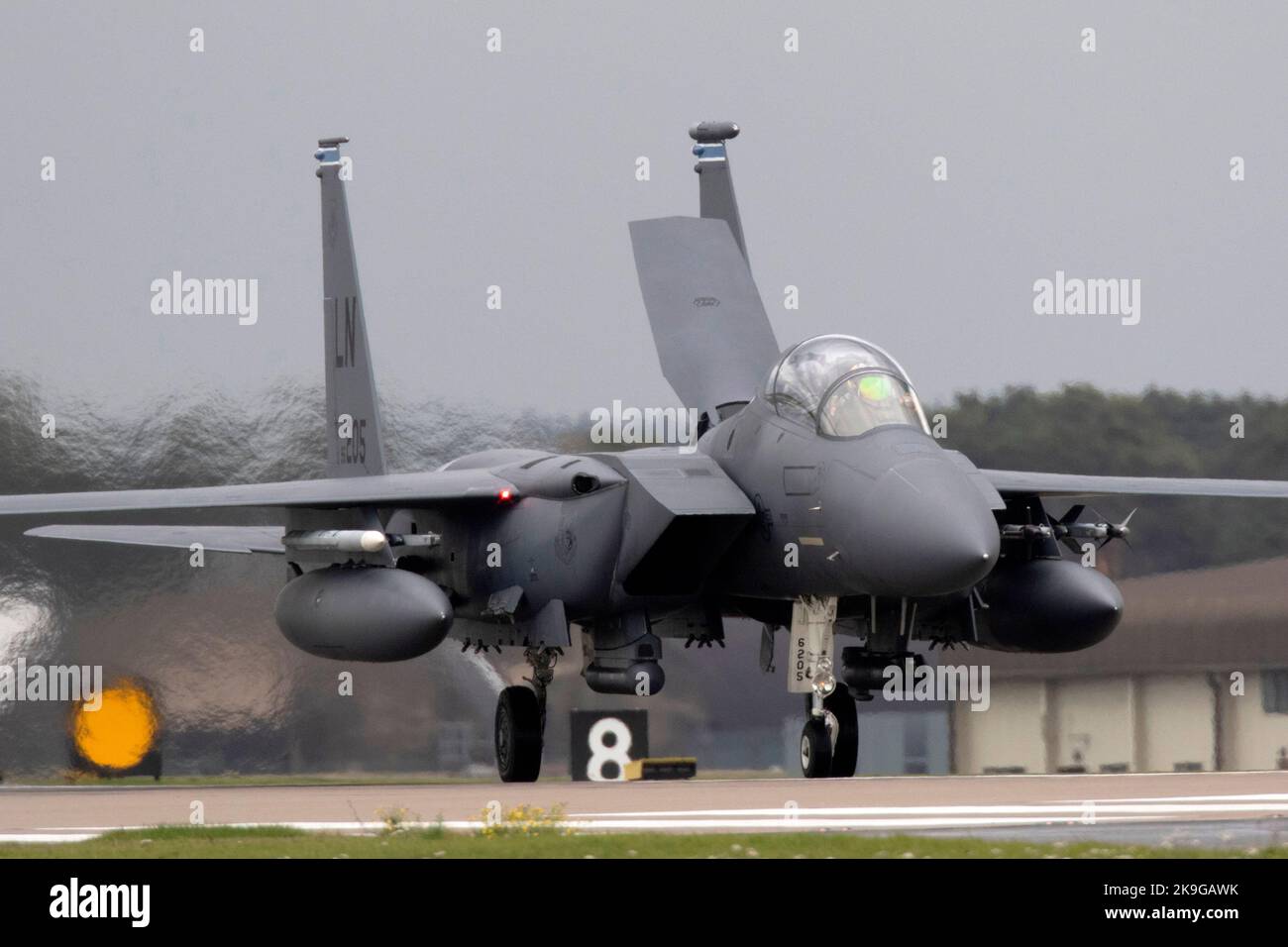F15E Strike Eagle using the Air Brake after landing at RAF Lakenheath