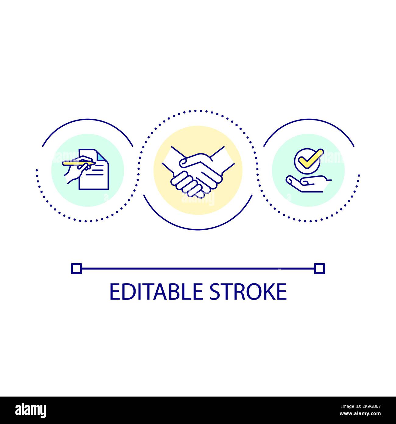 Successful real estate purchase agreement loop concept icon Stock Vector