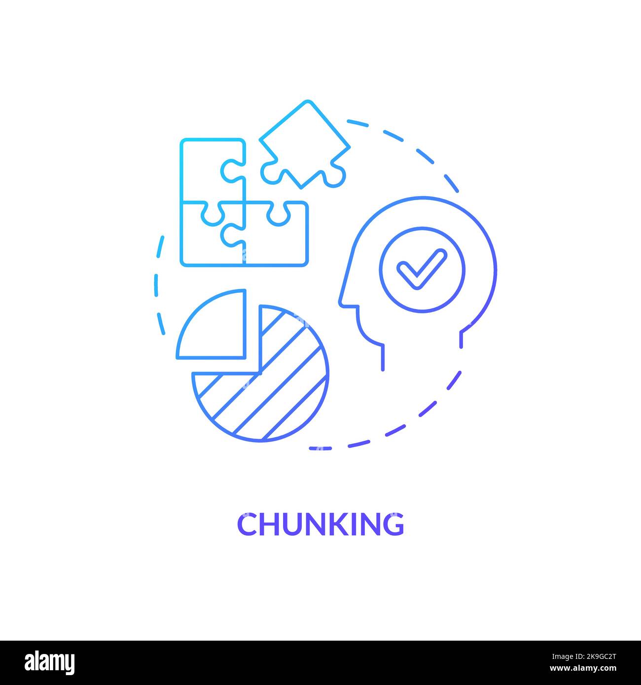 Chunking memorization technique blue gradient concept icon Stock Vector