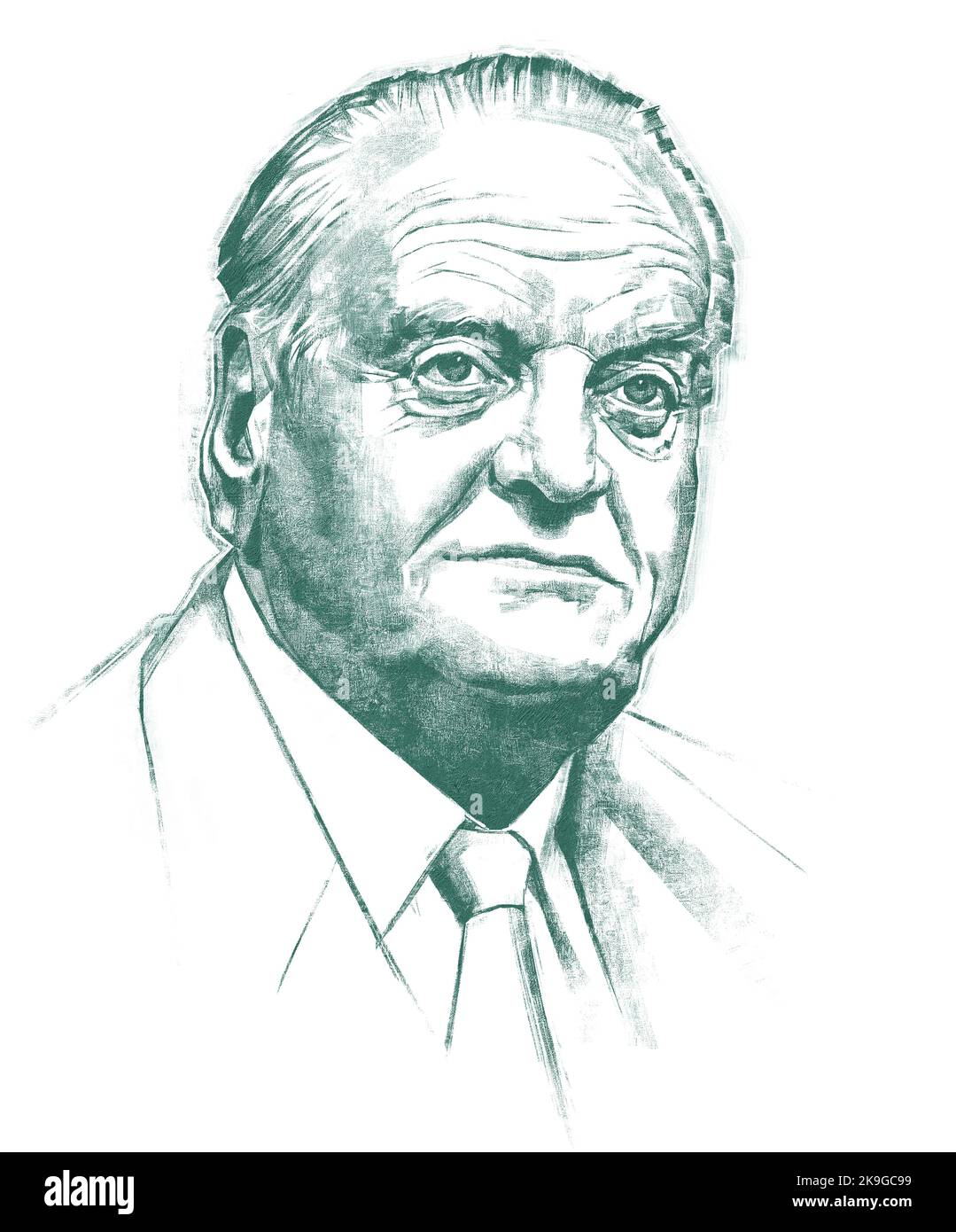 Illustrated Portrait of Gottlieb Duttweiler Stock Photo