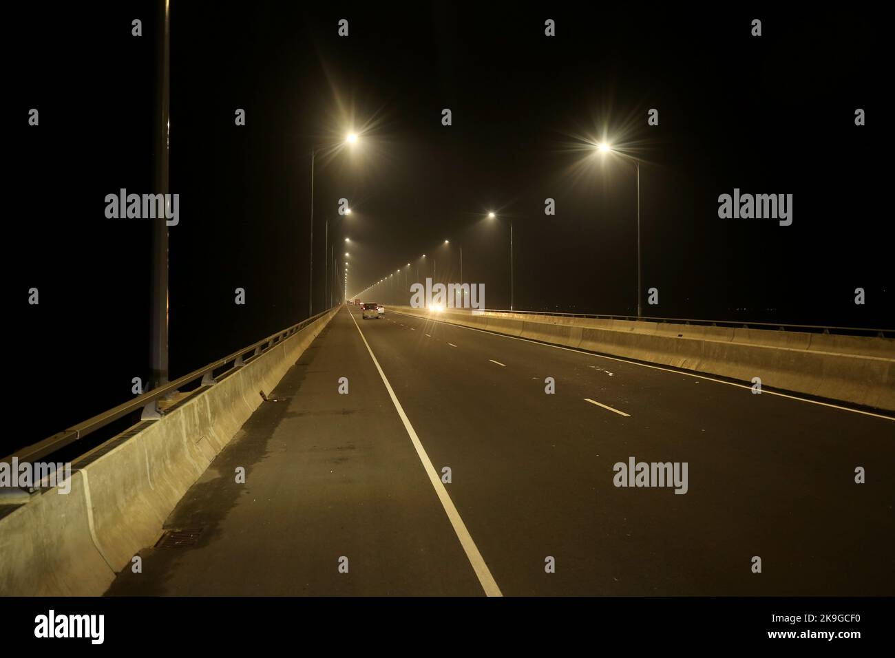 Munshiganj, Bangladesh October 23, 2022 The Night view Padma Multipurpose Bridge is a two