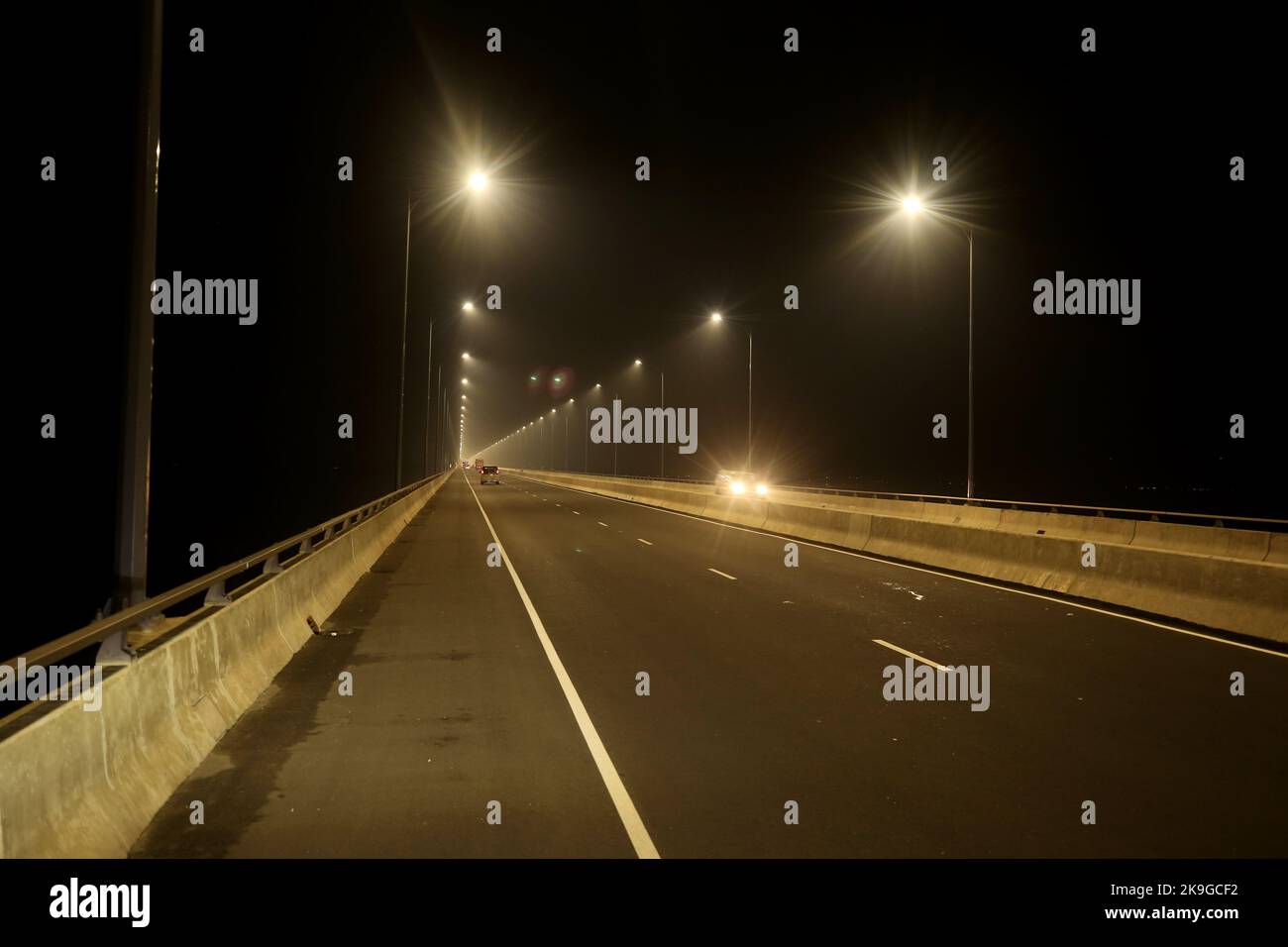 Munshiganj, Bangladesh October 23, 2022 The Night view Padma Multipurpose Bridge is a two