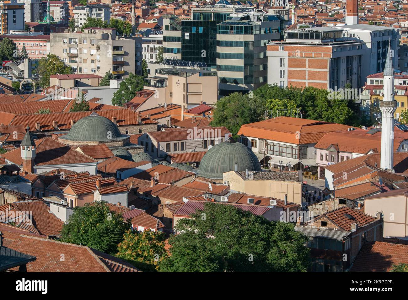 An elevated landscape view of the city of Skopje, capital of North
