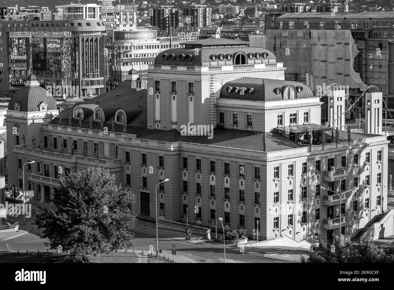 An elevated landscape view of the city of Skopje, capital of North