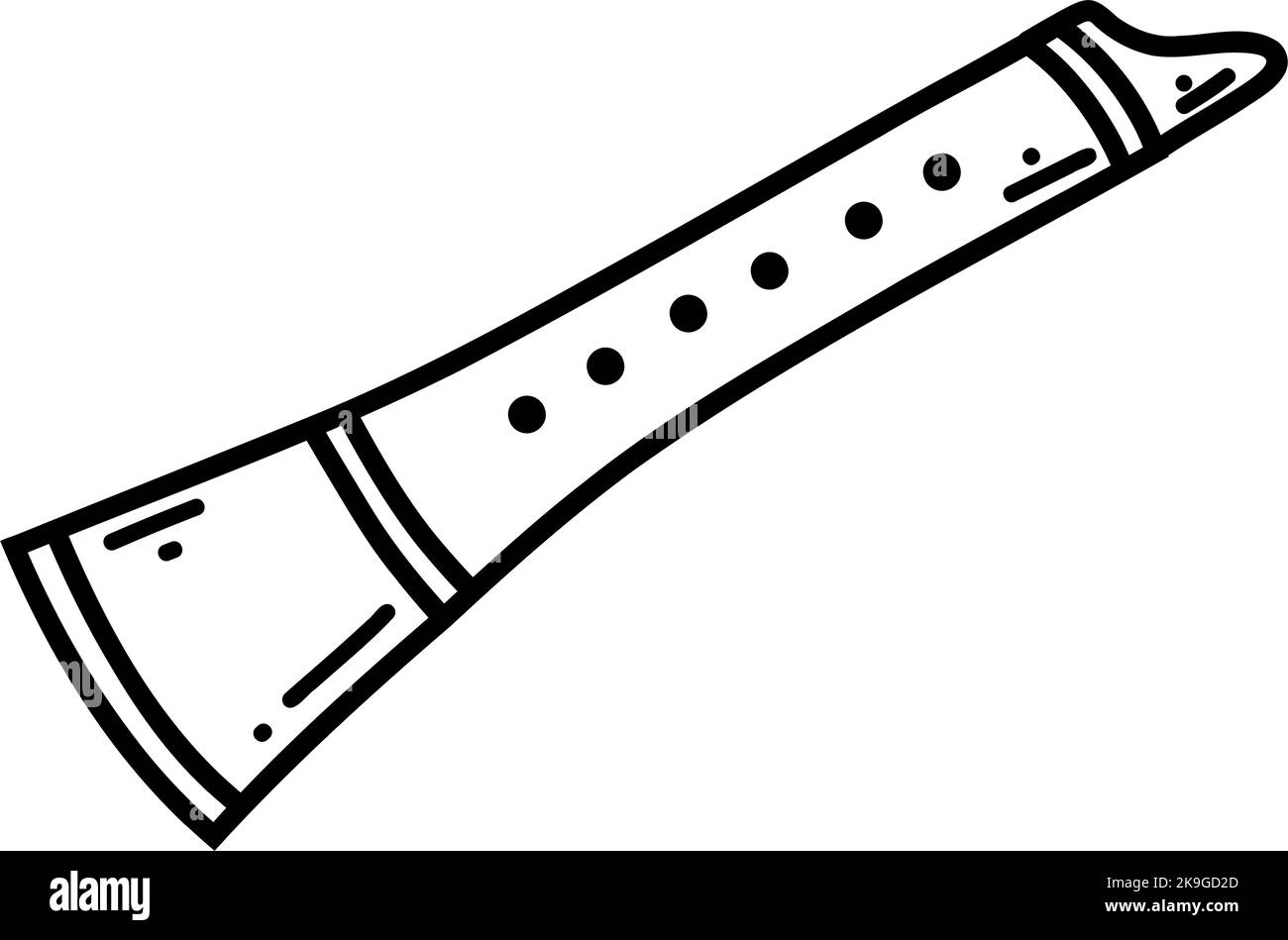 Doodle flute, pipe. Vector sketch illustration of musical instrument