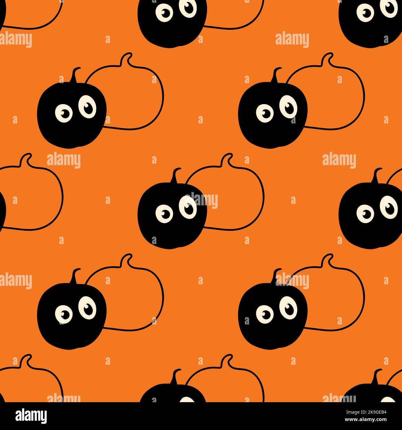 Funny Halloween seamless pattern with pumpkins characters. Different ...