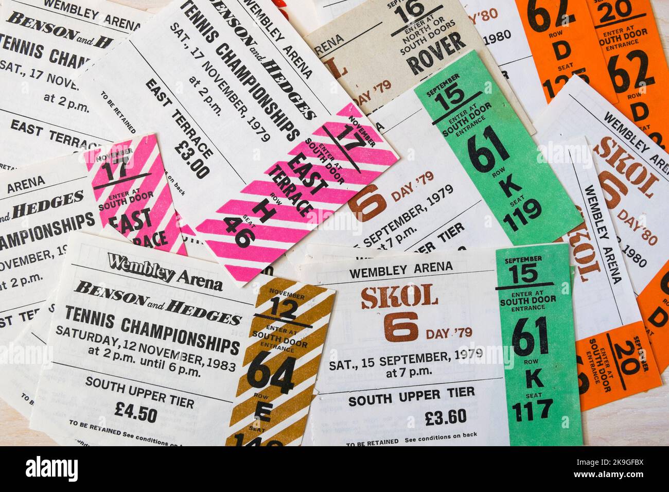 Ticket stubs for the Skol 6 Day Cycle Race, an indoor track cycling