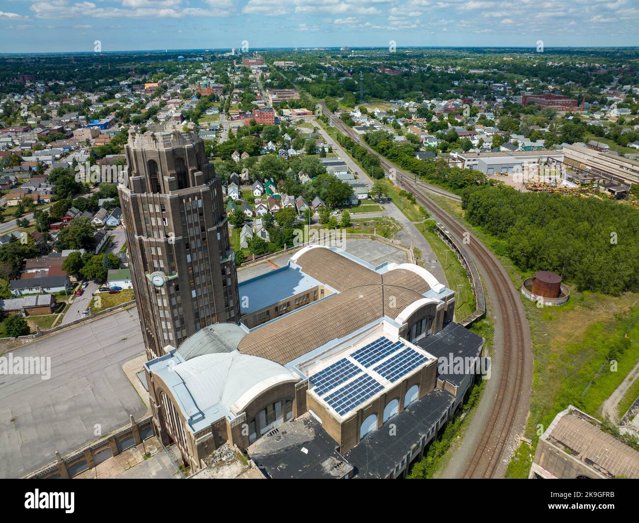 An aerial view of the city of Buffalo New York in summer Stock Photo