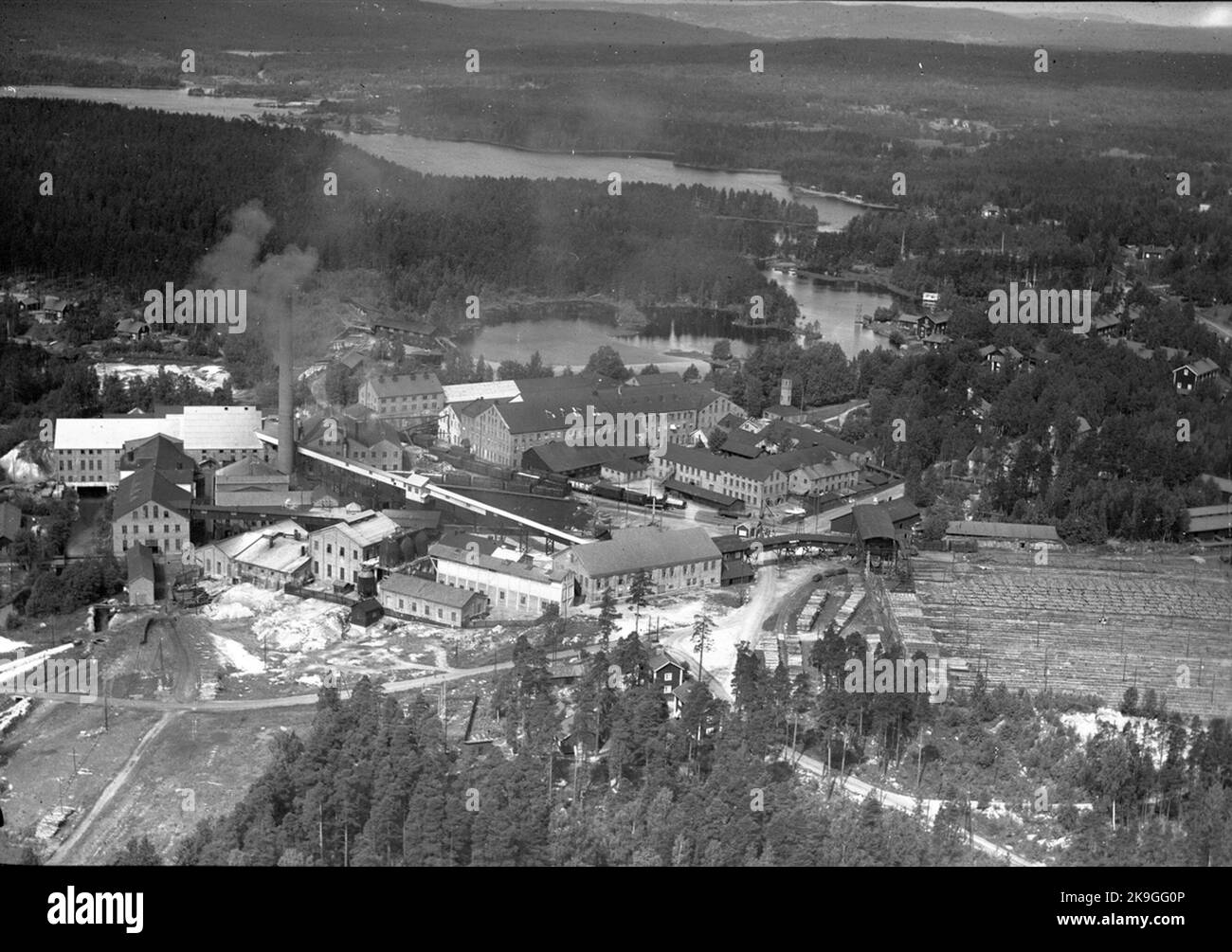 Aerial photo over Grycksbo paper mill. Stock Photo