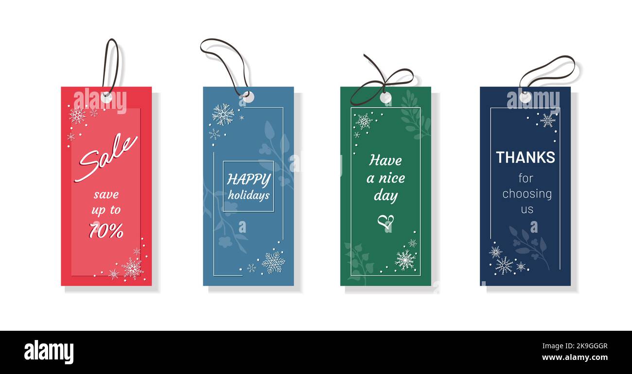 Vertical winter labels with twigs and snowflakes Stock Vector Image ...