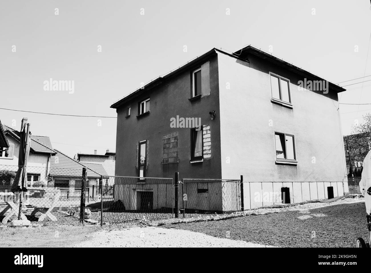 Old vintage retro house Black and White Stock Photos & Images - Alamy