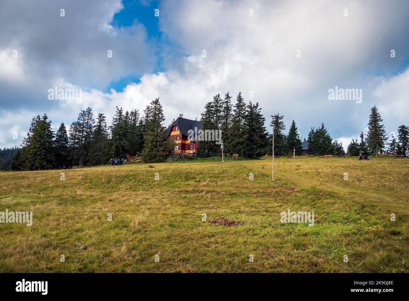 Mountain shelter in the Beskids in the Rysianka hall. Poland Stock Photo