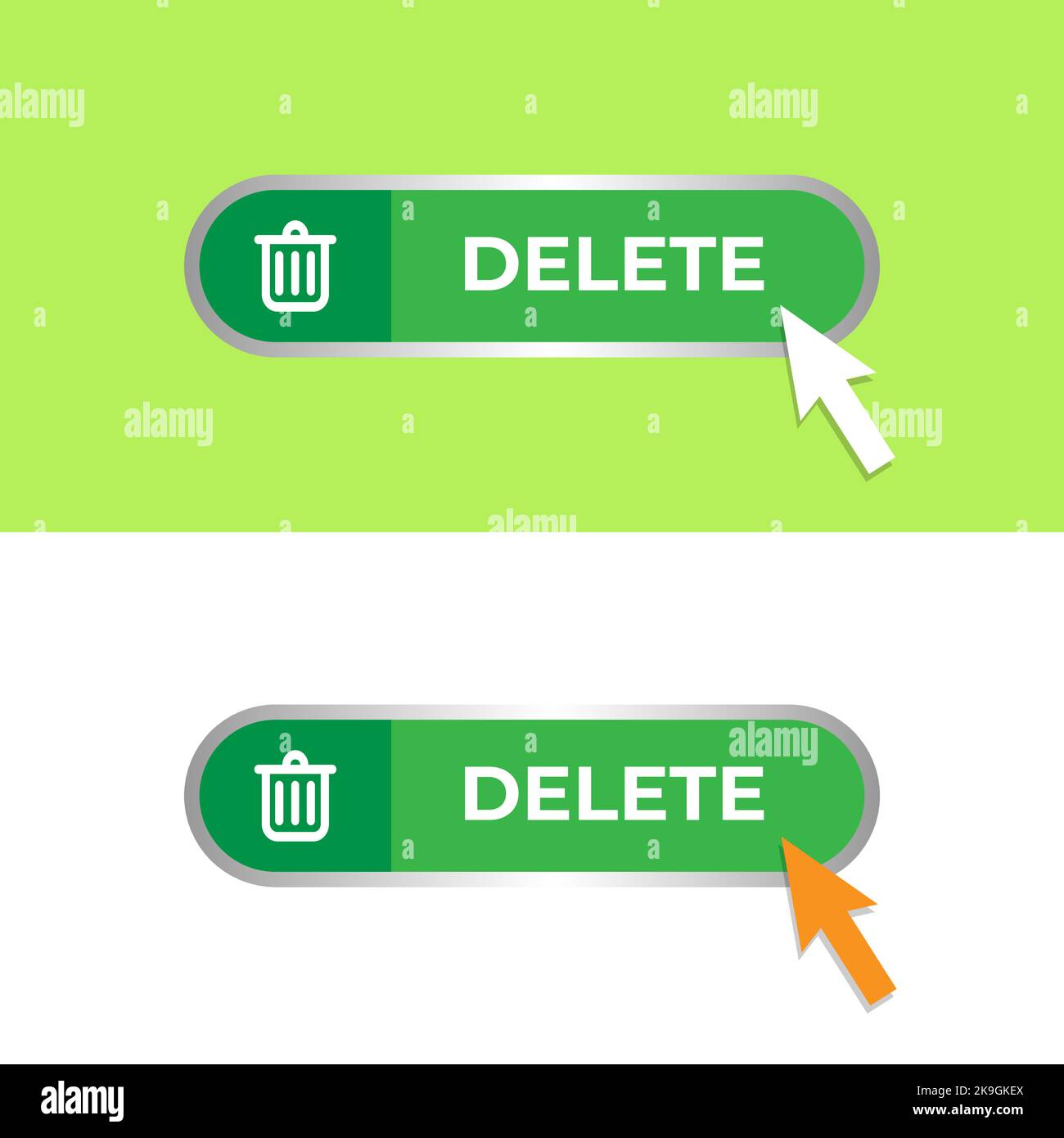 Delete button with a trash can symbol. Set of modern web button on ...