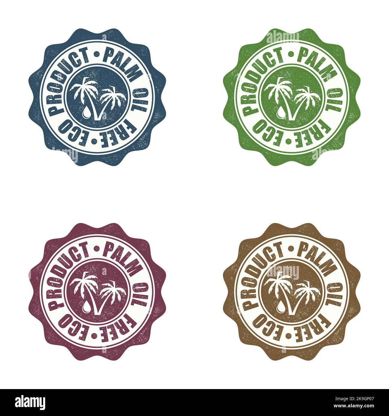 Palm oil free product seals set Stock Vector