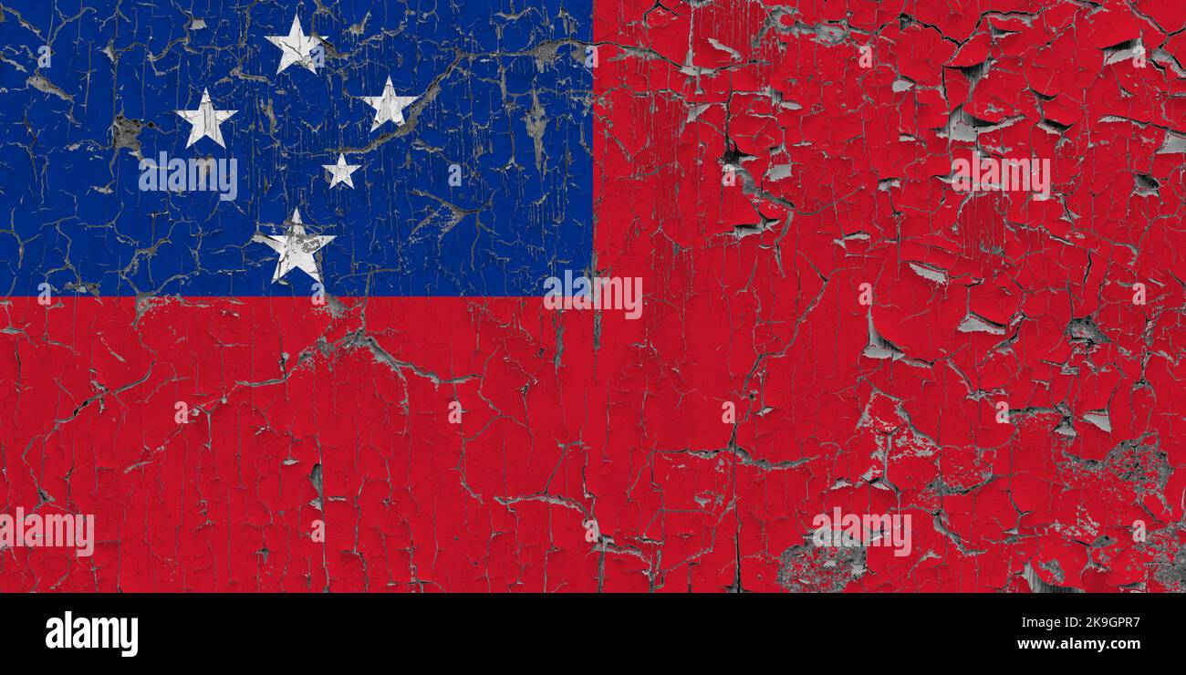 3D Flag of Samoa on an old stone wall background Stock Photo - Alamy