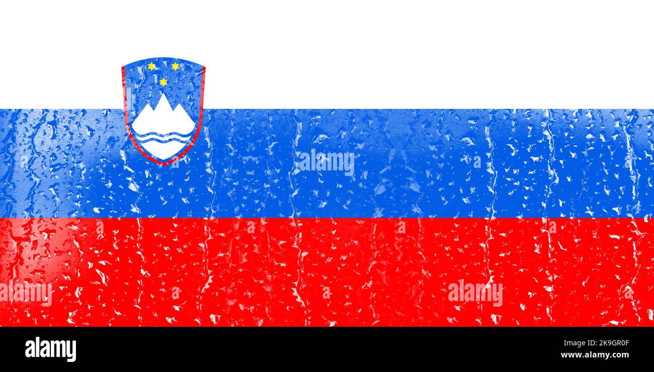 3D Flag of Slovenia on a glass with water drop background Stock Photo ...