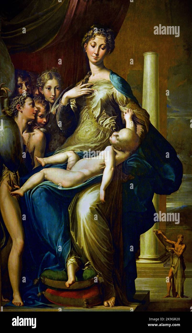 Madonna and Child with Angels (Madonna with the long neck) Francesco Mazzola, known as Parmigianino (Parma 1503 – Casalmaggiore 1540) , Florence, Italy. Stock Photo
