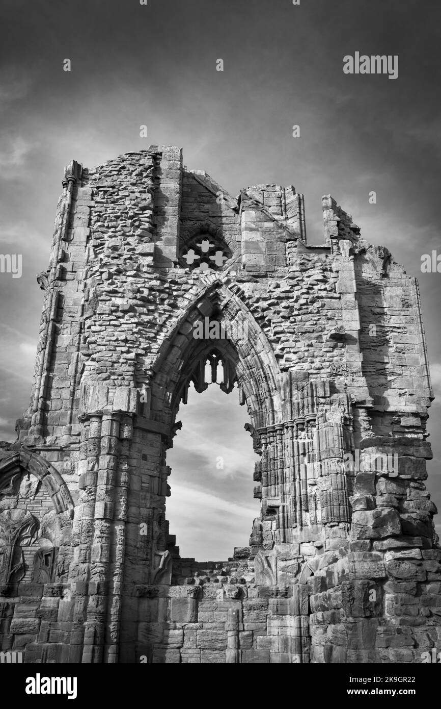 The ruins of Whitby Abbey in Monochrome Black and White, 24th October 2022 Stock Photo
