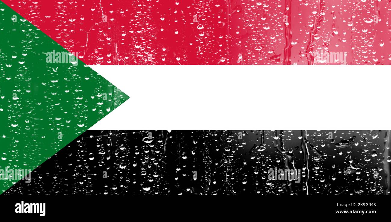 3D Flag of Sudan on a glass with water drop background Stock Photo - Alamy