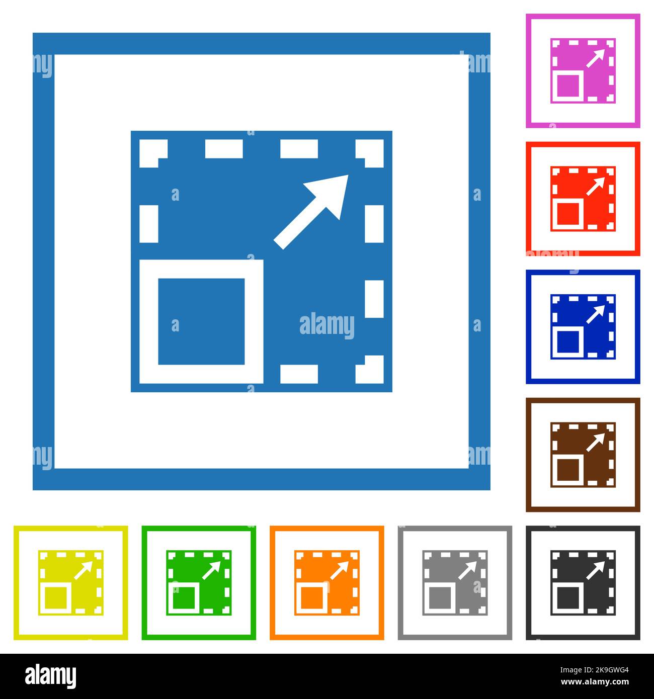 Maximize element solid flat color icons in square frames on white ...