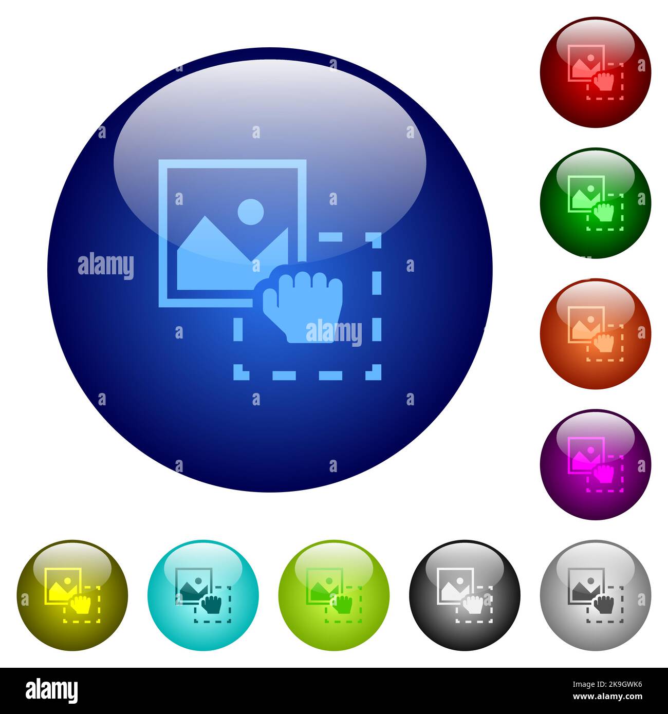 Grab image to upload icons on round glass buttons in multiple colors ...