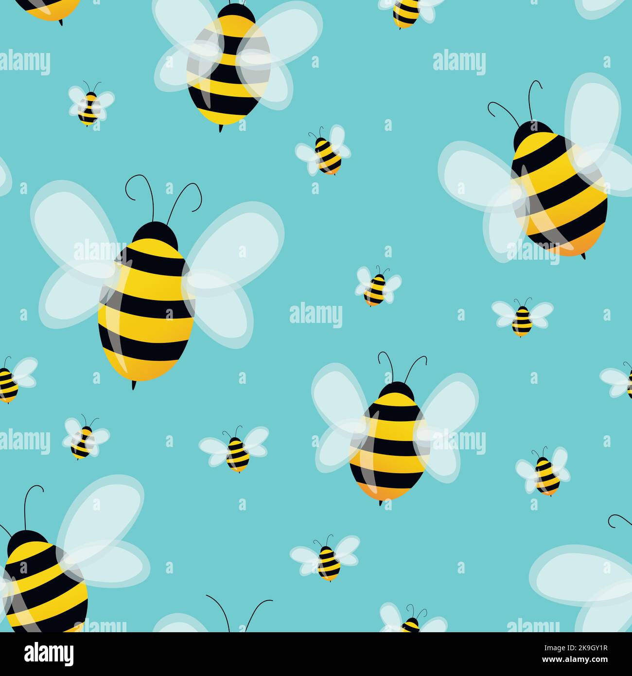 Seamless pattern with bees on color background. Small wasp. Vector ...